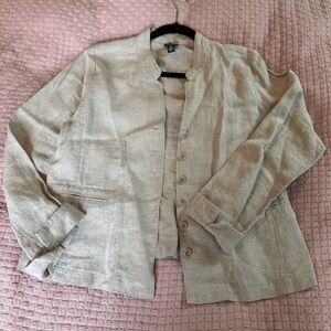Eileen Fisher 100% Irish Linen Minimalist
Button Up Blazer Women's Sz PL